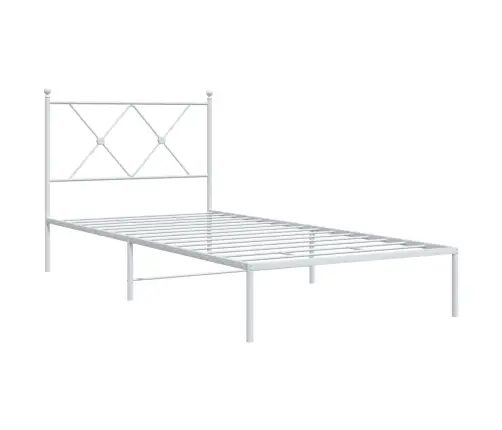 Metallist Voodiraam Peatsiga, Valge, 90 X 200 Cm