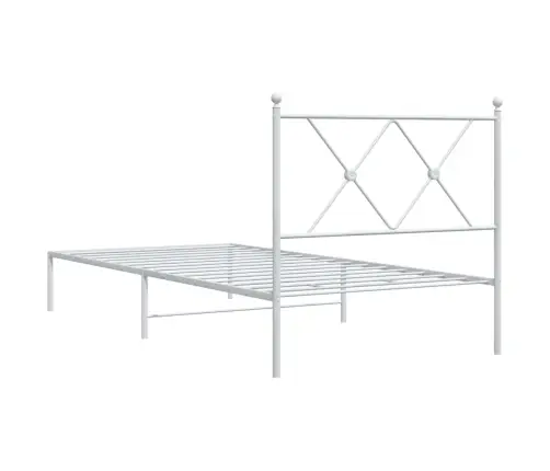 Metallist Voodiraam Peatsiga, Valge, 90 X 200 Cm