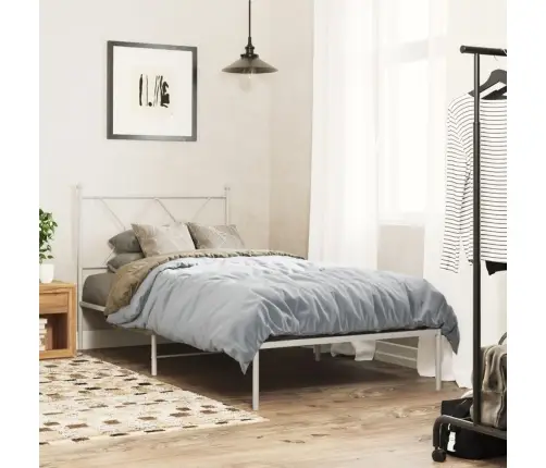 Metallist Voodiraam Peatsiga, Valge, 90 X 200 Cm