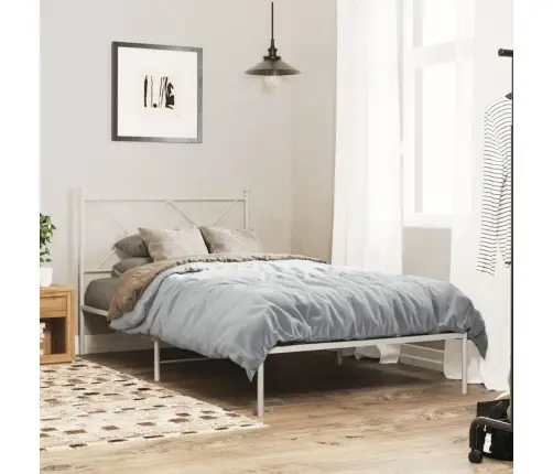 Metalinis Lovos Rėmas Su Galvūgaliu, Baltos Spalvos, 107X203Cm