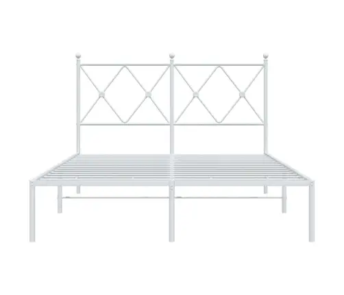 Metallist Voodiraam Peatsiga, Valge, 120X190 Cm