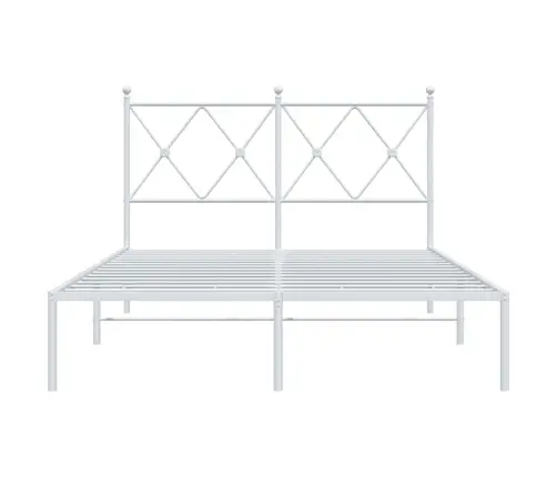 Gultas Rāmis Ar Galvgali, Balts Metāls, 120X200 Cm Vidaxl