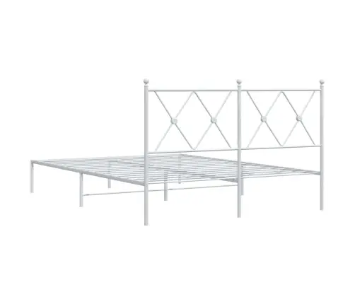 Gultas Rāmis Ar Galvgali, Balts Metāls, 140X190 Cm Vidaxl