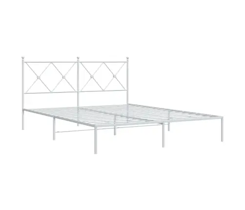 Gultas Rāmis Ar Galvgali, Balts Metāls, 150X200 Cm Vidaxl