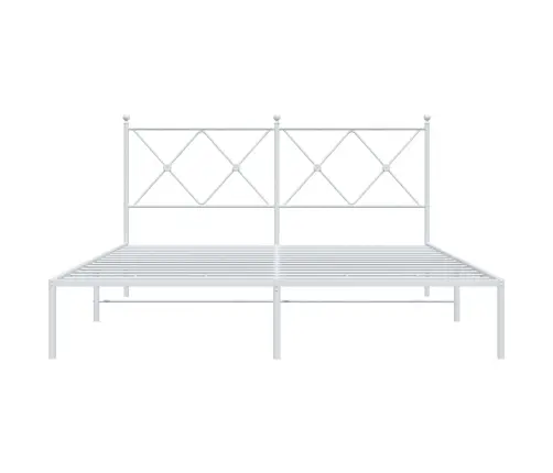 Gultas Rāmis Ar Galvgali, Balts Metāls, 150X200 Cm Vidaxl