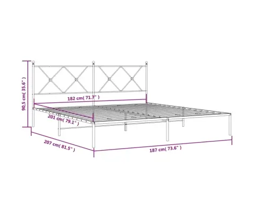 Gultas Rāmis Ar Galvgali, Balts Metāls, 180X200 Cm Vidaxl