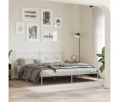 Gultas Rāmis Ar Galvgali, Balts Metāls, 180X200 Cm Vidaxl