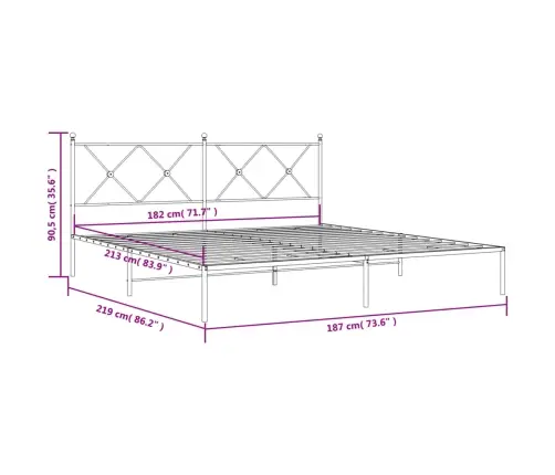 Gultas Rāmis Ar Galvgali, Balts Metāls, 183X213 Cm Vidaxl