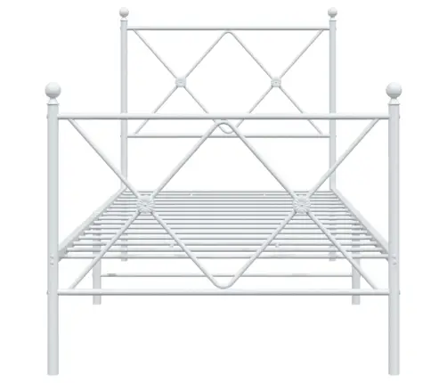 Metallist Voodiraam Peatsi Ja Jalutsiga, Valge, 75X190 Cm