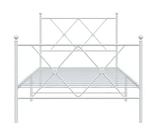 Gultas Rāmis Ar Galvgali Un Kājgali, Balts Metāls, 90X190 Cm Vidaxl