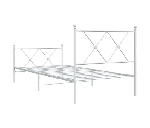 Gultas Rāmis Ar Galvgali Un Kājgali, Balts Metāls, 90X190 Cm Vidaxl