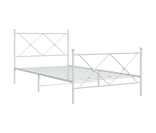 Gultas Rāmis Ar Galvgali Un Kājgali, Balts Metāls, 100X190 Cm Vidaxl