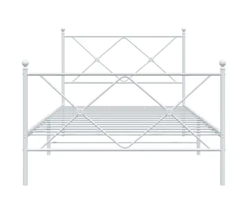 Gultas Rāmis Ar Galvgali Un Kājgali, Balts Metāls, 100X190 Cm Vidaxl