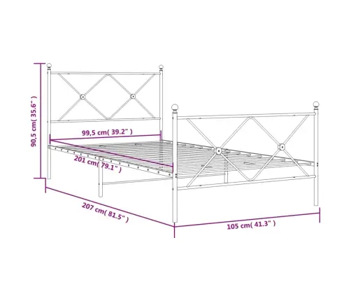 Lovos Rėmas Su Galvūgaliu/Kojūgaliu, Baltas, 100X200cm Metalas