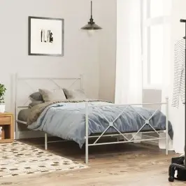 Gultas Rāmis Ar Galvgali Un Kājgali, Balts Metāls, 100X200 Cm Vidaxl Gultas Rāmis Ar Galvgali Un Kājgali, Balts Metāls, 100X200 Cm Vidaxl
