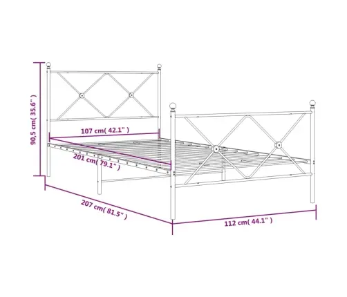 Lovos Rėmas Su Galvūgaliu/Kojūgaliu, Baltas, 107X203cm Metalas