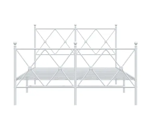 Gultas Rāmis Ar Galvgali Un Kājgali, Balts Metāls, 120X190 Cm Vidaxl