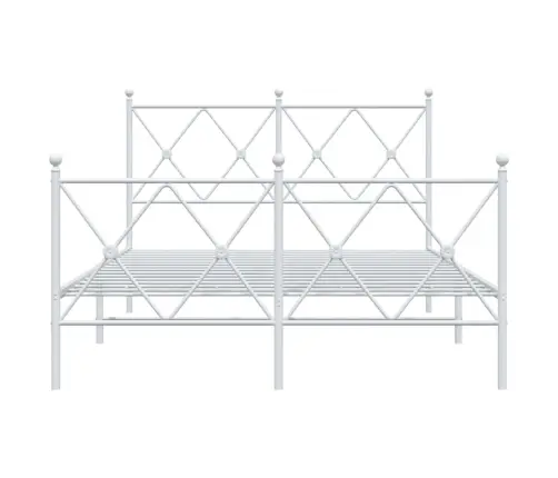 Metallist Voodiraam Peatsi Ja Jalutsiga, Valge, 120 X 200 Cm