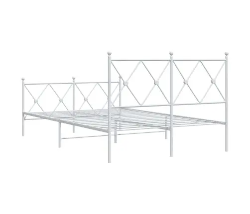 Metallist Voodiraam Peatsi Ja Jalutsiga, Valge, 120 X 200 Cm