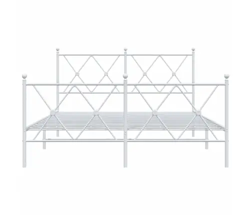 Metallist Voodiraam Peatsi Ja Jalutsiga, Valge, 137 X 190 Cm