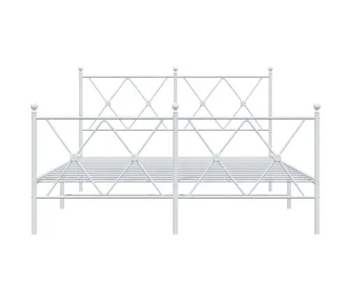 Metallist Voodiraam Peatsi Ja Jalutsiga, Valge, 140 X 200 Cm