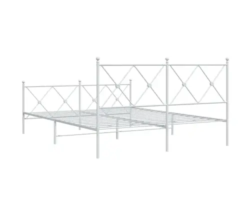 Gultas Rāmis Ar Galvgali Un Kājgali, Balts Metāls, 150X200 Cm Vidaxl