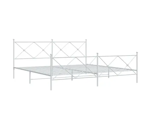 Gultas Rāmis Ar Galvgali Un Kājgali, Balts Metāls, 200X200 Cm Vidaxl