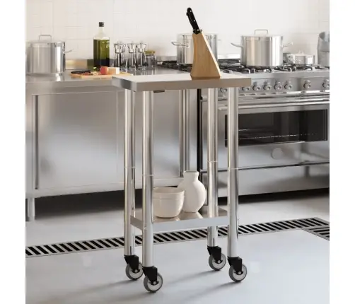 Köögi Töölaud Ratastega, 55 X 30 X 85 cm Roostevaba Teras