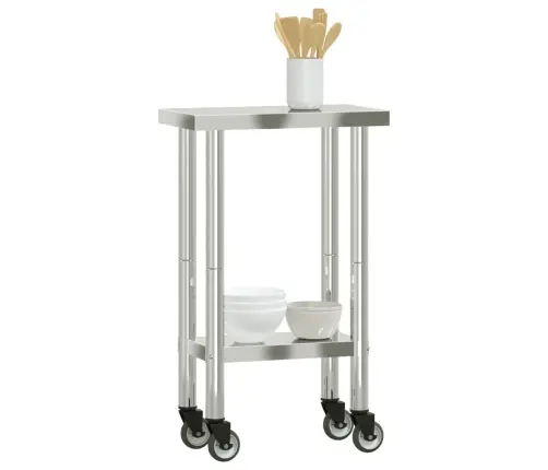 Köögi Töölaud Ratastega, 55 X 30 X 85 cm Roostevaba Teras