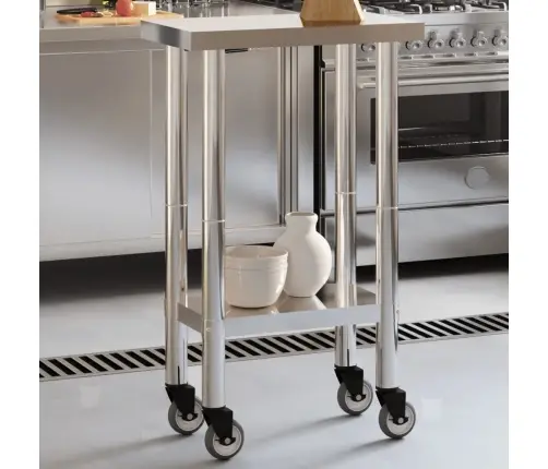 Köögi Töölaud Ratastega, 55 X 30 X 85 cm Roostevaba Teras