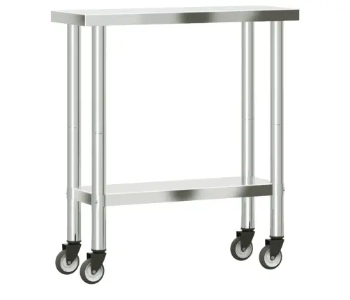 Virtuves Darba Galds, Riteņi, 82,5X30X85 Cm, Nerūsējošs Tērauds Vidaxl