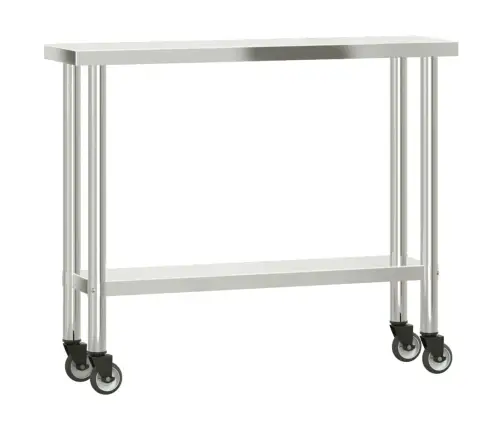 Köögi Töölaud Ratastega, 110X30X85 cm Roostevaba Teras