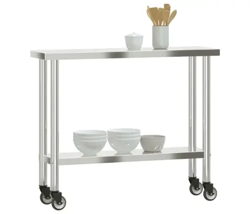 Köögi Töölaud Ratastega, 110X30X85 cm Roostevaba Teras