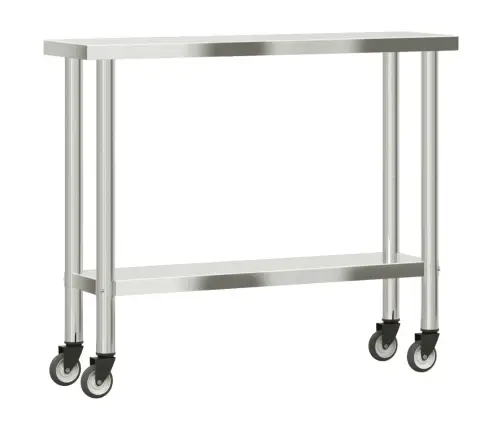 Köögi Töölaud Ratastega, 110X30X85 cm Roostevaba Teras