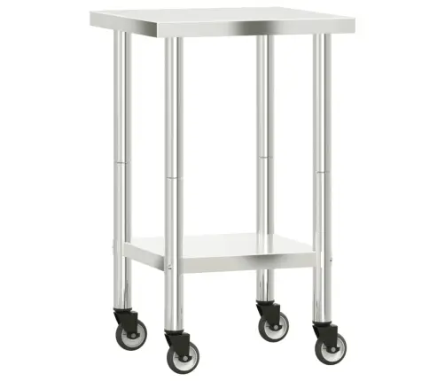 Virtuves Darba Galds, Riteņi, 55X55X85 Cm, Nerūsējošs Tērauds Vidaxl