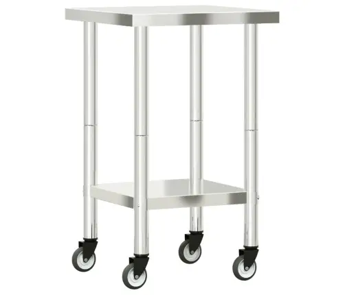 Virtuves Darba Galds, Riteņi, 55X55X85 Cm, Nerūsējošs Tērauds Vidaxl