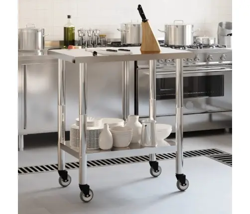 Virtuvės Darbastalis Su Ratukais, 82,5X55X85cm Plienas