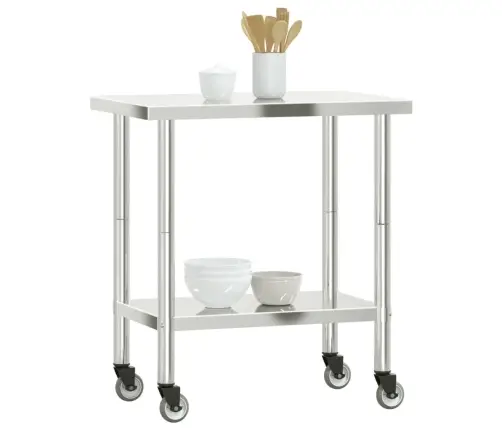 Virtuvės Darbastalis Su Ratukais, 82,5X55X85cm Plienas