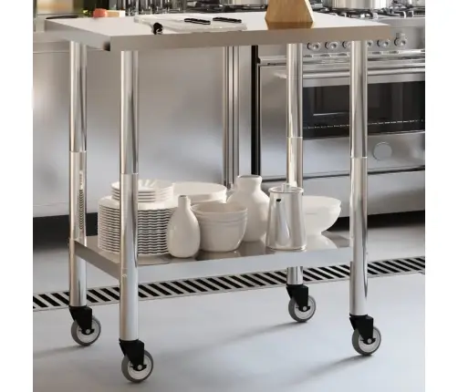 Virtuvės Darbastalis Su Ratukais, 82,5X55X85cm Plienas