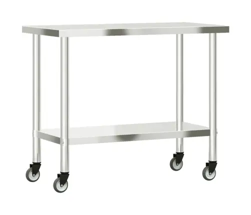 Köögi Töölaud Ratastega, 110 X 55 X 85 cm Roostevaba Teras