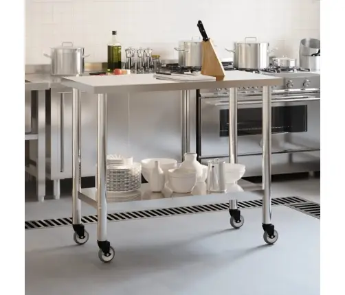 Virtuvės Darbastalis Su Ratukais, 110X55X85cm Plienas