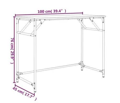 Rakstāmgalds, Melns, 100X45X76 Cm, Inženierijas Koks, Tērauds Vidaxl