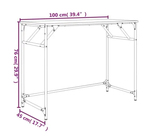 Kirjutuslaud, Suitsutatud Tamm, 100X45X76 cm Tehispuit/Teras