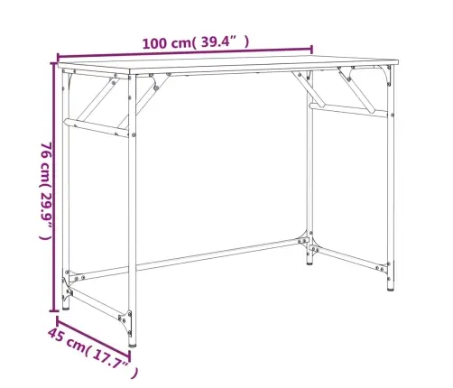 Rakstāmgalds, Brūns, 100X45X76 Cm, Inženierijas Koks, Tērauds Vidaxl