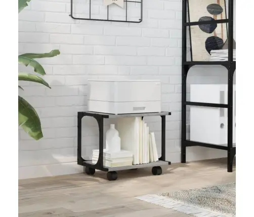 Printera Statīvs, 2 Līmeņi, Pelēks, 41X28X33,5 Cm, Koks Vidaxl