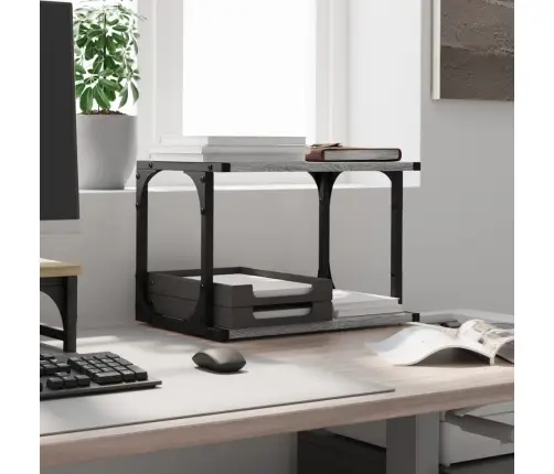 Printera Statīvs, 2 Līmeņi, Pelēks, 41X28X33,5 Cm, Koks Vidaxl