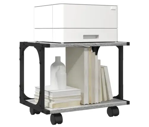 Printera Statīvs, 2 Līmeņi, Pelēks, 41X28X33,5 Cm, Koks Vidaxl