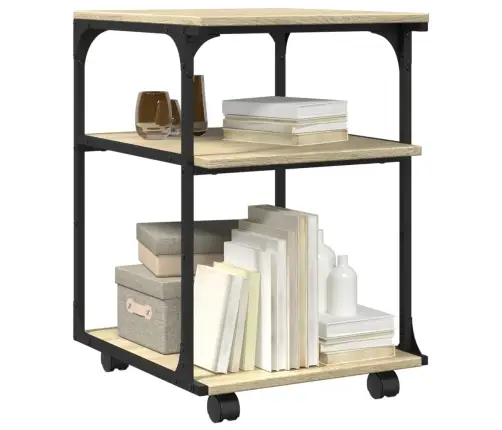 Printera Statīvs, 3 Līmeņi, Ozola Krāsa, 43X48X64 Cm, Koks Vidaxl