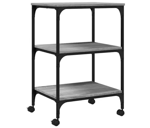 Printera Statīvs, 3 Līmeņi, Pelēks, 50X41X75 Cm, Koks Vidaxl