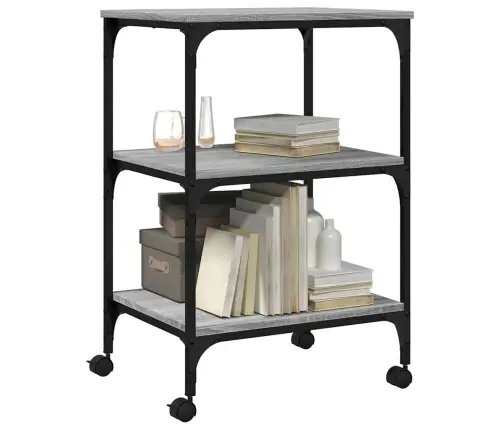 Printera Statīvs, 3 Līmeņi, Pelēks, 50X41X75 Cm, Koks Vidaxl